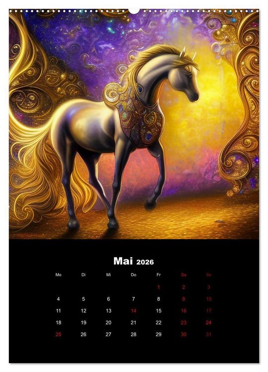 Produktbild: Pferde im goldenen Kleid (Wandkalender 2026 DIN A2 hoch), CALVENDO Monatskalender