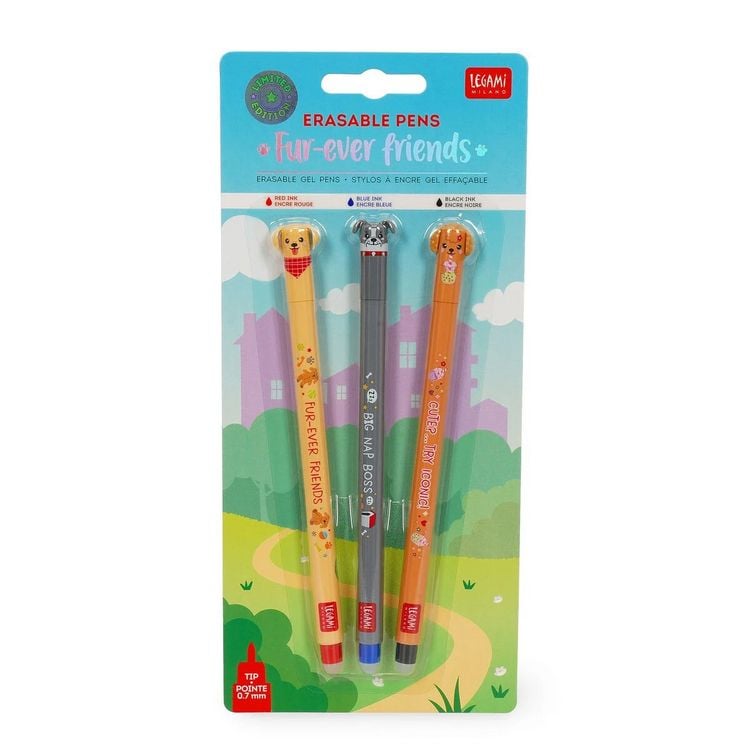 Produktbild: Legami l&ouml;schbarer Gelstift - Fur-ever friends - Set of 3