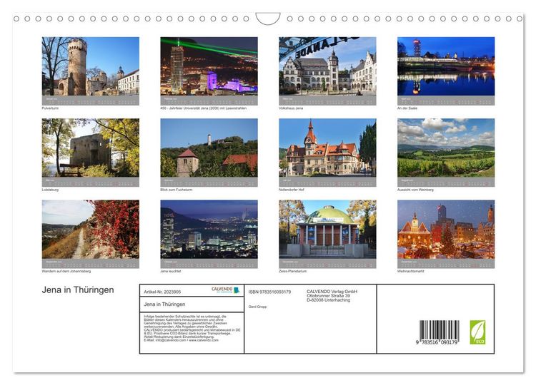 Produktbild: Jena in Th&uuml;ringen (Wandkalender 2026 DIN A3 quer), CALVENDO Monatskalender