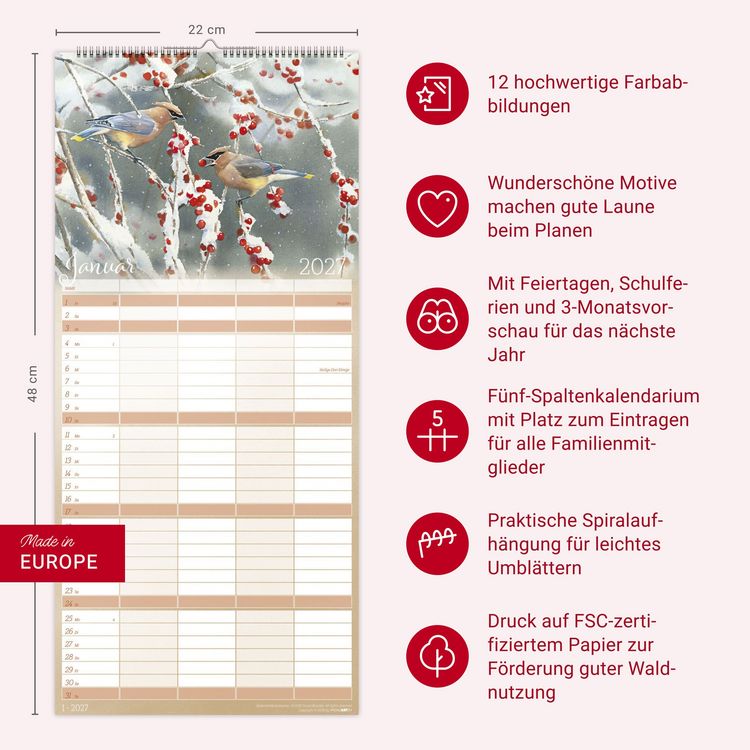 Produktbild: Bunte Vogelwelt Familienplaner 2027