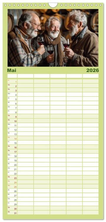 Produktbild: Familienplaner 2026 - Wein begeistert mit 5 Spalten (Wandkalender, 21 x 45 cm) CALVENDO