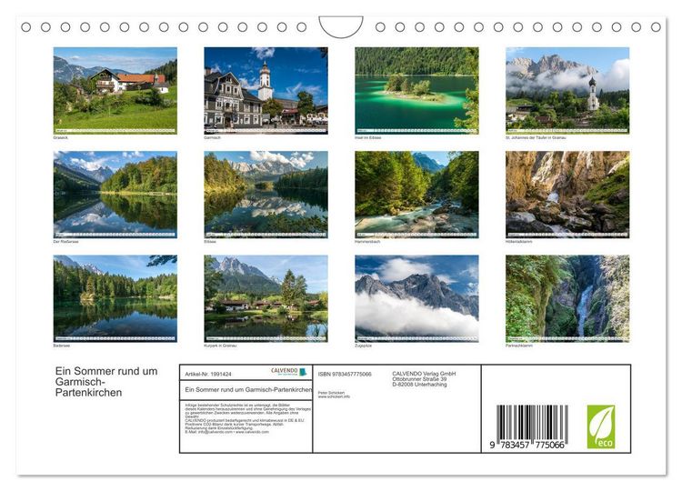 Produktbild: Ein Sommer rund um Garmisch-Partenkirchen (Wandkalender 2026 DIN A4 quer), CALVENDO Monatskalender