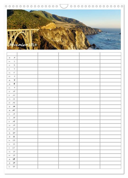 Produktbild: Kalifornien - Familienplaner 2026 (Wandkalender 2026 DIN A3 hoch), CALVENDO Monatskalender