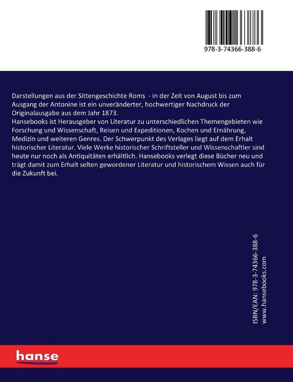 Produktbild: Darstellungen aus der Sittengeschichte Roms