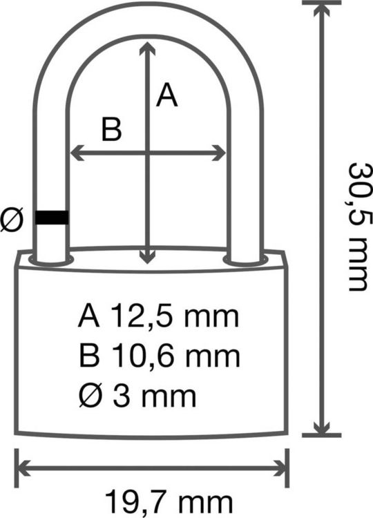 Produktbild: Sygonix SY-5045280 Vorh&auml;ngeschloss 19.7 mm teilweise gleichschlie&szlig;end Goldgelb Schl&uuml;sselschloss