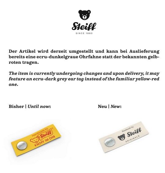 Produktbild: Steiff 12402 - Petsy Teddyb&auml;r, mit roter Schleife, Pl&uuml;sch, caramel, 28 cm