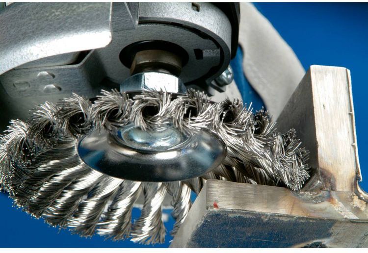 Produktbild: PFERD TOOLS Kegelb&uuml;rste gezopft KBG &Oslash; 115 x 15 mm M14 Stahl-Draht-&Oslash; 0,50 f&uuml;r Winkelschleifer POS KBG 11515/M14 ST 0,50 43315001 1 St.