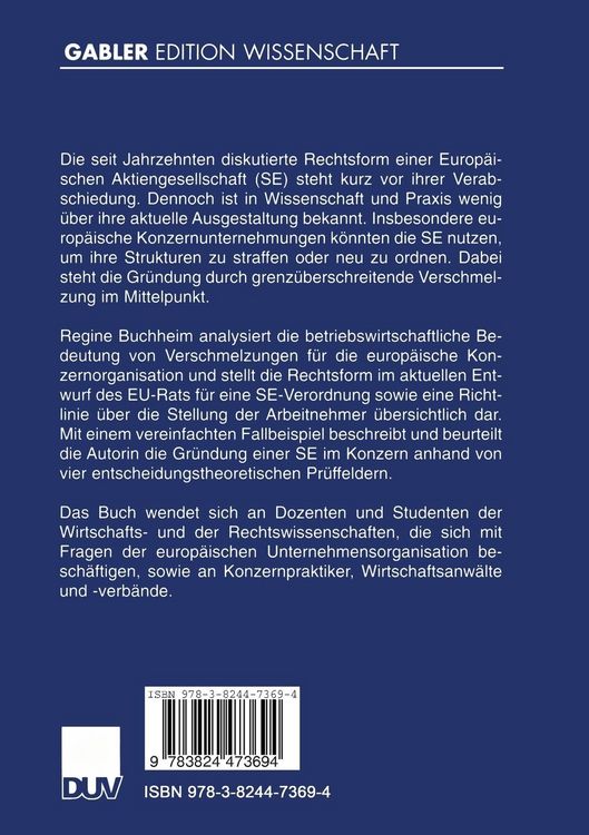 Produktbild: Europ&auml;ische Aktiengesellschaft und grenz&uuml;berschreitende Konzernverschmelzung