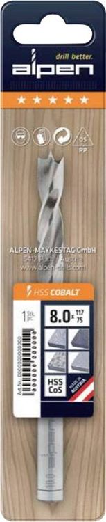 Produktbild: Alpen 0063300400100 Holz-Spiralbohrer 4mm Gesamtl&auml;nge 75mm 1St.