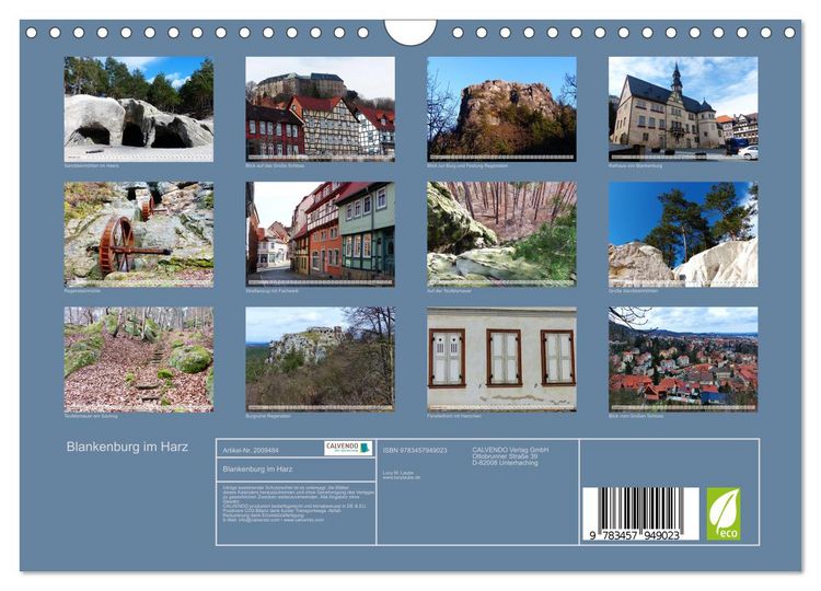 Produktbild: Blankenburg im Harz (Wandkalender 2026 DIN A4 quer), CALVENDO Monatskalender