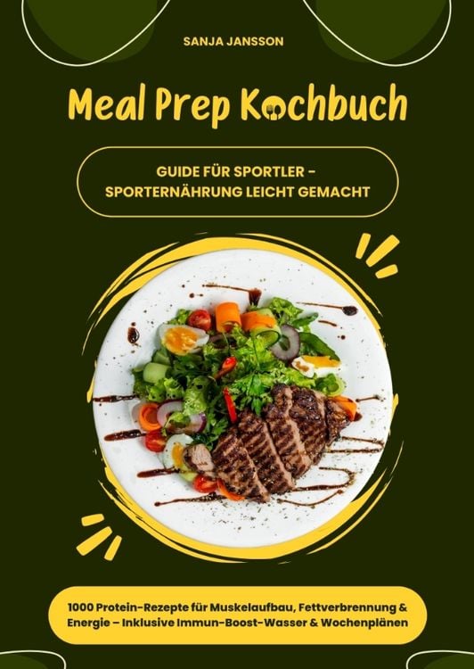 Produktbild: Meal Prep Kochbuch f&uuml;r Sportler: 1000 Protein-Rezepte f&uuml;r Muskelaufbau, Fettverbrennung & Energie &ndash; Inkl. Immun-Boost-Wasser & Wochenpl&auml;nen (Guide f&uuml;r Sportern&auml;hrung leicht gemacht)
