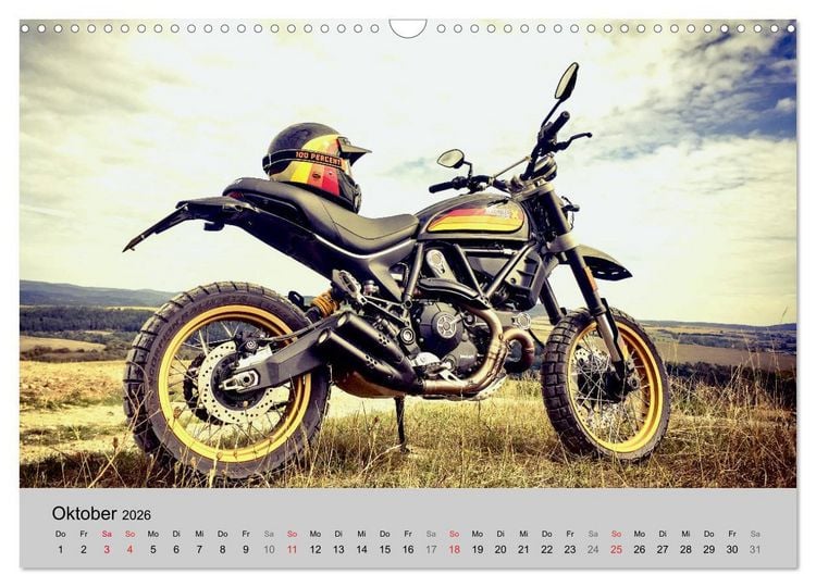 Produktbild: Scrambler Motorr&auml;der mit Stil (Wandkalender 2026 DIN A3 quer), CALVENDO Monatskalender