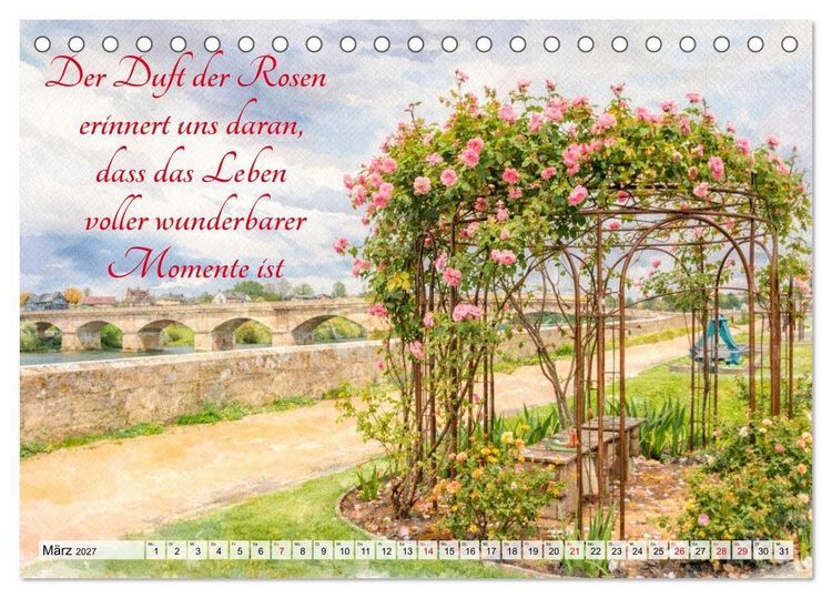 Produktbild: Rosentr&auml;ume im Aquarellstil (Tischkalender 2027 DIN A5 quer), CALVENDO Monatskalender