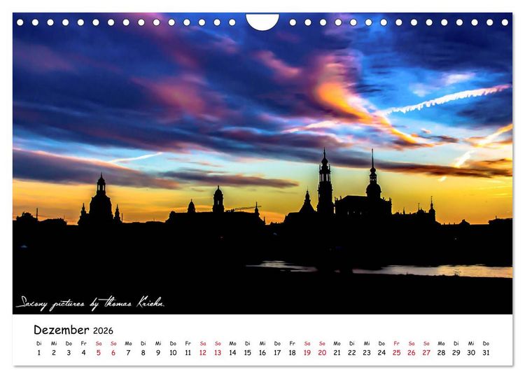 Produktbild: Dresden 2026 - Saxony Pictures by Thomas Kriehn (Wandkalender 2026 DIN A4 quer), CALVENDO Monatskalender