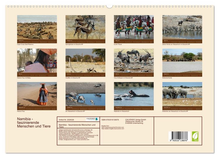 Produktbild: Namibia - faszinierende Menschen und Tiere (hochwertiger Premium Wandkalender 2026 DIN A2 quer), Kunstdruck in Hochglanz