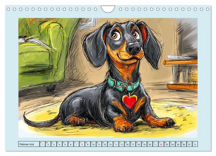 Produktbild: Dackel Fun. Zauberhafte Hunde Cartoons f&uuml;rs Herz (Wandkalender 2026 DIN A4 quer), CALVENDO Monatskalender