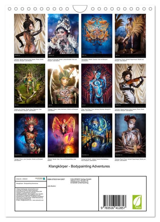Produktbild: Klangk&ouml;rper - Bodypainting Adventures (Wandkalender 2026 DIN A4 hoch), CALVENDO Monatskalender