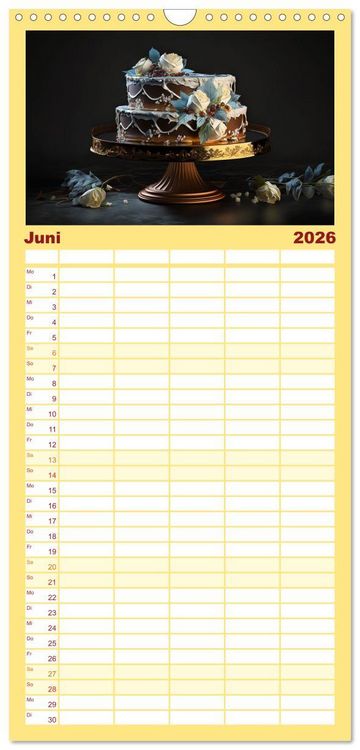 Produktbild: Familienplaner 2026 - Feine Torten mit 5 Spalten (Wandkalender, 21 x 45 cm) CALVENDO