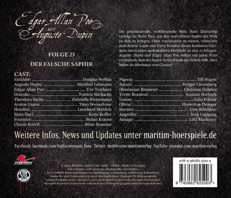 Produktbild: Der falsche Saphir,1 Audio-CD
