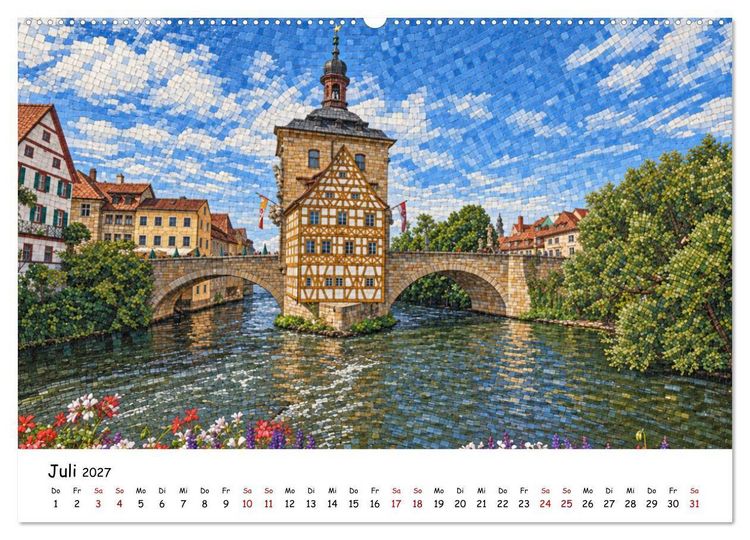 Produktbild: Deutschland als Mosaik. Stadt f&uuml;r Stadt ein Kunstwerk (hochwertiger Premium Wandkalender 2027 DIN A2 quer), Kunstdruck in Hochglanz