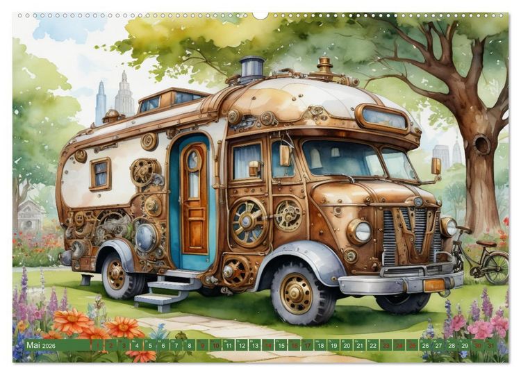 Produktbild: Steampunk Wohnmobile (Wandkalender 2026 DIN A2 quer), CALVENDO Monatskalender