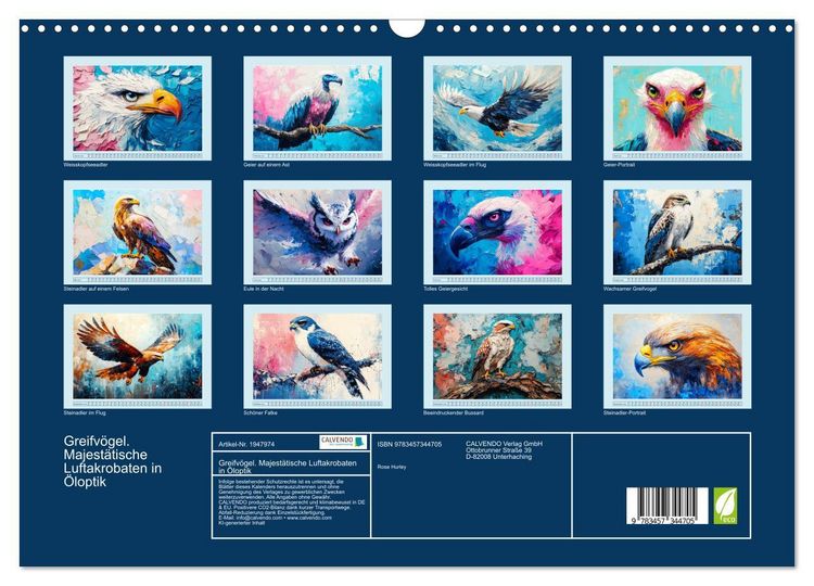 Produktbild: Greifv&ouml;gel. Majest&auml;tische Luftakrobaten in &Ouml;loptik (Wandkalender 2026 DIN A3 quer), CALVENDO Monatskalender
