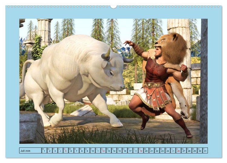 Produktbild: Die zw&ouml;lf Aufgaben des Herkules (hochwertiger Premium Wandkalender 2026 DIN A2 quer), Kunstdruck in Hochglanz