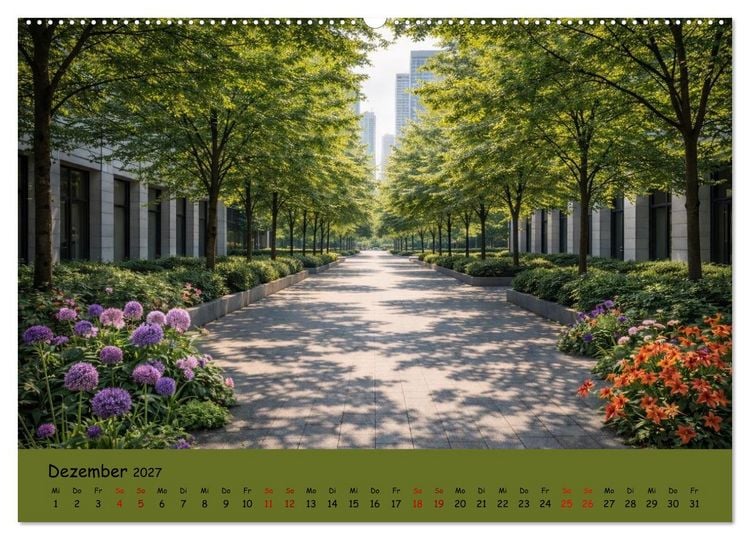 Produktbild: Urbane Oasen - Wo die Stadt aufblüht (hochwertiger Premium Wandkalender 2027 DIN A2 quer), Kunstdruck in Hochglanz