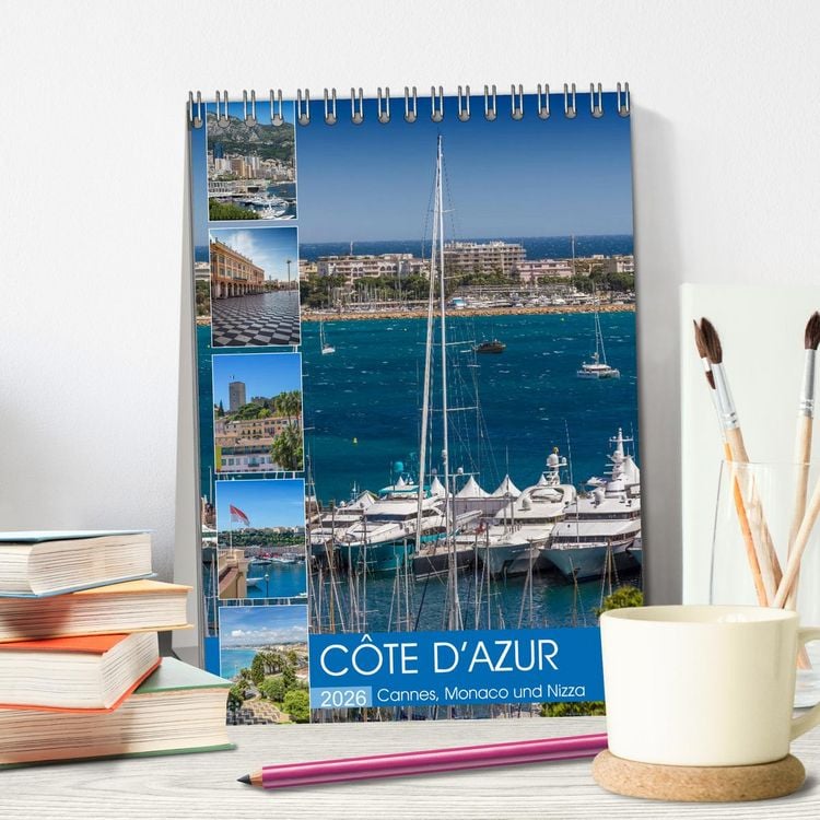 Produktbild: C&Ocirc;TE D&rsquo;AZUR Cannes, Monaco und Nizza (Tischkalender 2026 DIN A5 hoch), CALVENDO Monatskalender