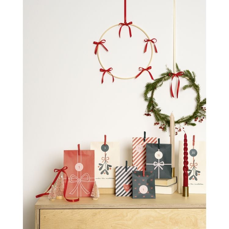 Produktbild: Folia Bastelset Adventskalender Bowtiful Christmas 72 Teile