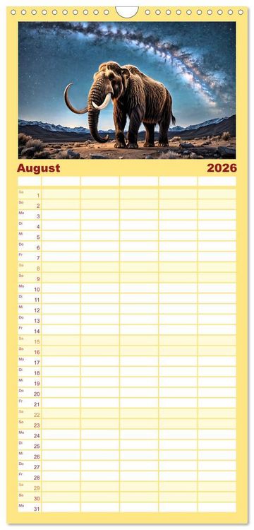 Produktbild: Familienplaner 2026 - Im urzeitlichen Reich des Mammuts mit 5 Spalten (Wandkalender, 21 x 45 cm) CALVENDO