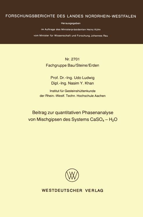 Produktbild: Beitrag zur quantitativen Phasenanalyse von Mischgipsen des Systems CaSO4 &mdash; H2O