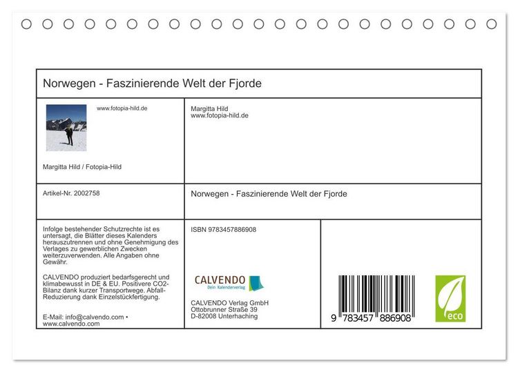 Produktbild: Norwegen - Faszinierende Welt der Fjorde (Tischkalender 2026 DIN A5 quer), CALVENDO Monatskalender