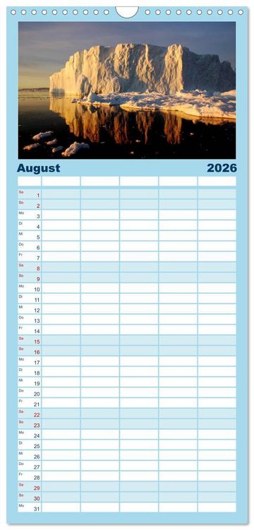 Produktbild: Familienplaner 2026 - EISIGE GIGANTEN in der DISKOBUCHT mit 5 Spalten (Wandkalender, 21 x 45 cm) CALVENDO
