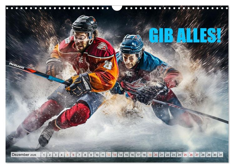 Produktbild: Eishockey und positive Gedanken (Wandkalender 2026 DIN A3 quer), CALVENDO Monatskalender