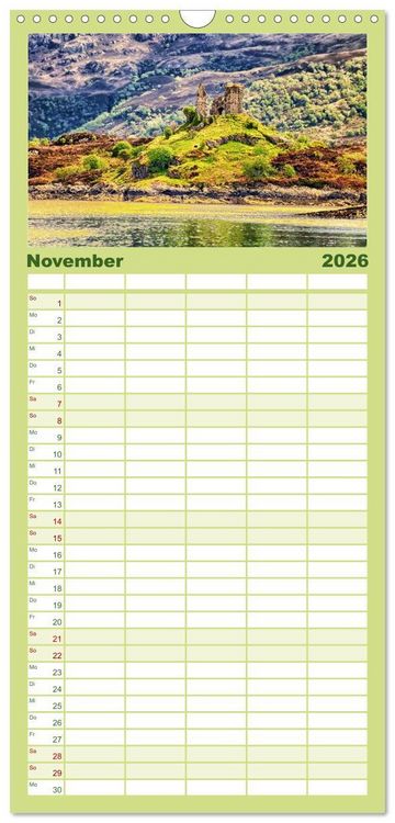 Produktbild: Familienplaner 2026 - Schottlands Burgen und Ruinen mit 5 Spalten (Wandkalender, 21 x 45 cm) CALVENDO