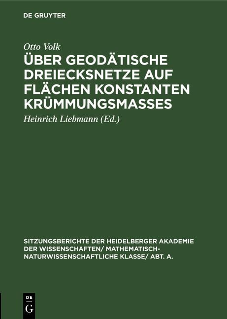 Produktbild: &Uuml;ber geod&auml;tische Dreiecksnetze auf Fl&auml;chen konstanten Kr&uuml;mmungsma&szlig;es