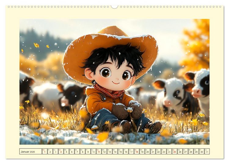 Produktbild: Kleine Farmer. Niedliche Jungs mit ihren tierischen Freunden (Wandkalender 2026 DIN A2 quer), CALVENDO Monatskalender