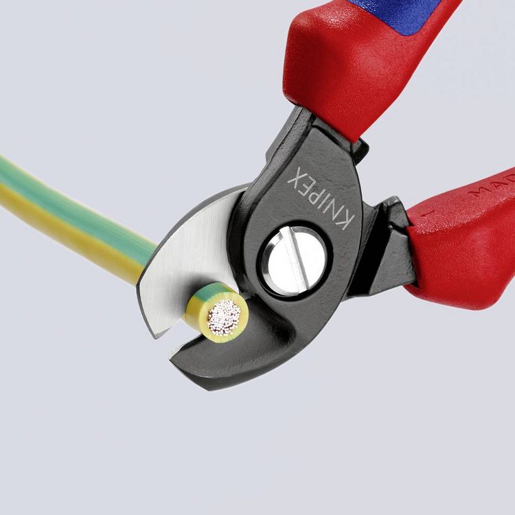 Produktbild: Knipex 95 12 165 Kabelschere Geeignet f&uuml;r (Abisoliertechnik) Alu- und Kupferkabel, ein- und mehrdr&auml;htig 15 mm 50 mm&sup2; 0