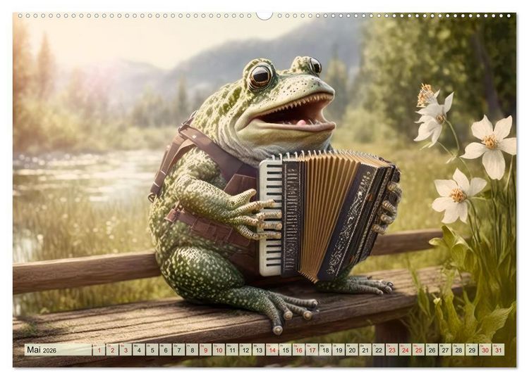 Produktbild: Frosch Konzert (hochwertiger Premium Wandkalender 2026 DIN A2 quer), Kunstdruck in Hochglanz