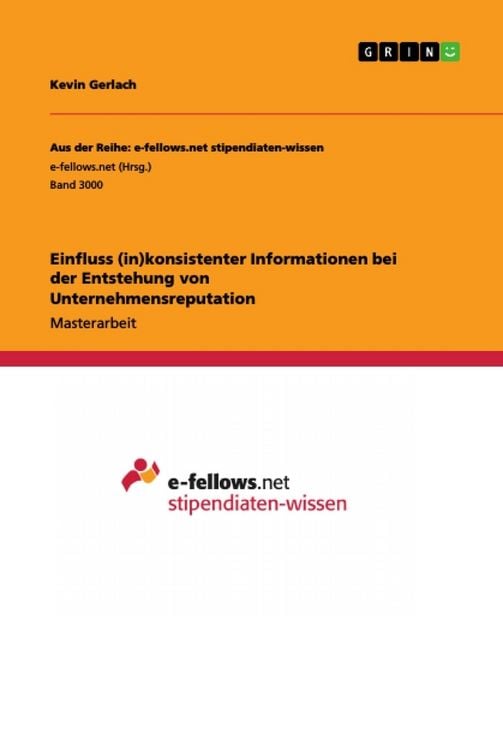 Produktbild: Einfluss (in)konsistenter Informationen bei der Entstehung von Unternehmensreputation
