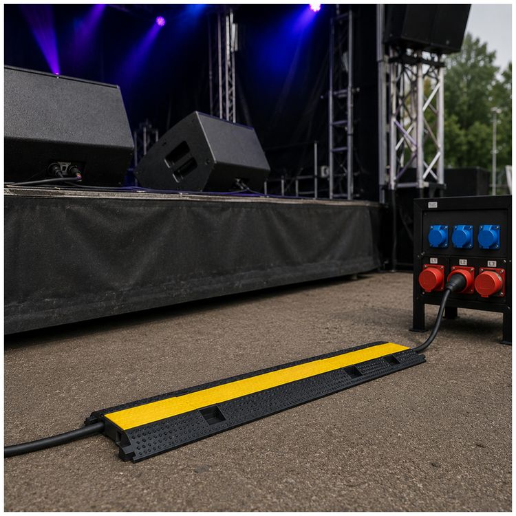 Produktbild: HTI-Living Kabelbr&uuml;cke mit 2 Kabelkan&auml;len &Uuml;berfahrschutz 96 cm Gelb Schwarz