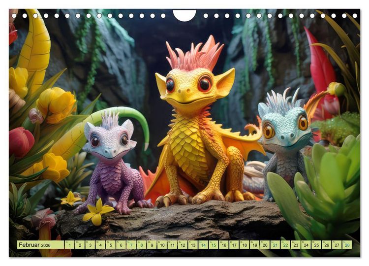 Produktbild: Farbenfrohe Fantasiedrachen (Wandkalender 2026 DIN A4 quer), CALVENDO Monatskalender