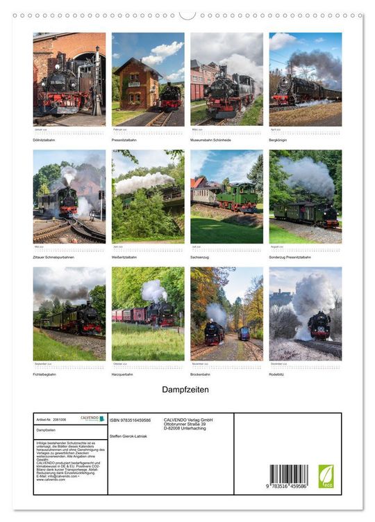 Produktbild: Dampfzeiten (hochwertiger Premium Wandkalender 2026 DIN A2 hoch), Kunstdruck in Hochglanz