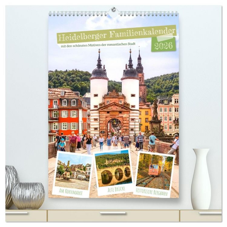 Produktbild: Heidelberger Familienkalender (hochwertiger Premium Wandkalender 2026 DIN A2 hoch), Kunstdruck in Hochglanz