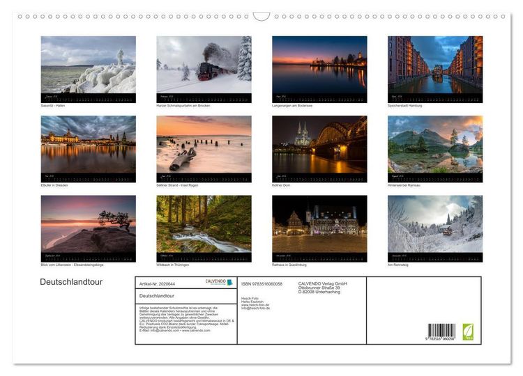 Produktbild: Deutschlandtour (Wandkalender 2026 DIN A2 quer), CALVENDO Monatskalender