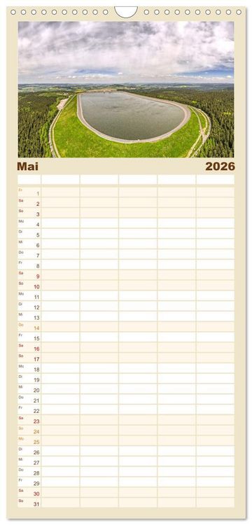 Produktbild: Familienplaner 2026 - Unser Erzgebirge von oben mit 5 Spalten (Wandkalender, 21 x 45 cm) CALVENDO