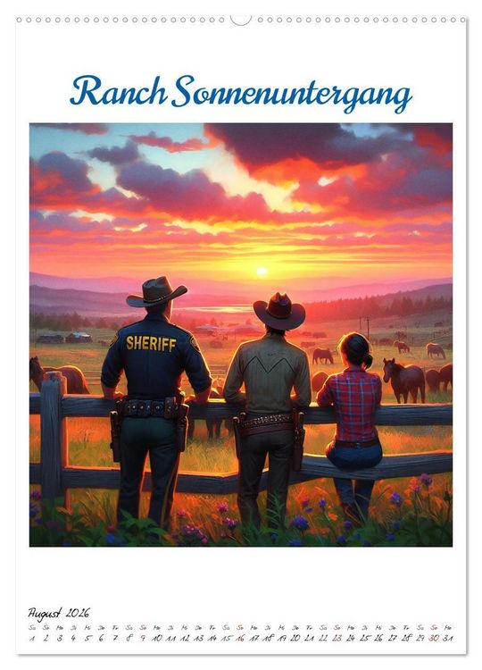 Produktbild: Wild-West Family - Yee-haw! K&uuml;nstliche Impressionen: Ein Jahr im Wilden Westen (Wandkalender 2026 DIN A2 hoch), CALVENDO Monatskalender