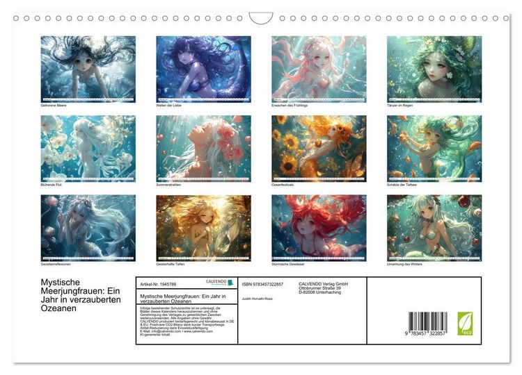 Produktbild: Mystische Meerjungfrauen: Ein Jahr in verzauberten Ozeanen (Wandkalender 2026 DIN A3 quer), CALVENDO Monatskalender