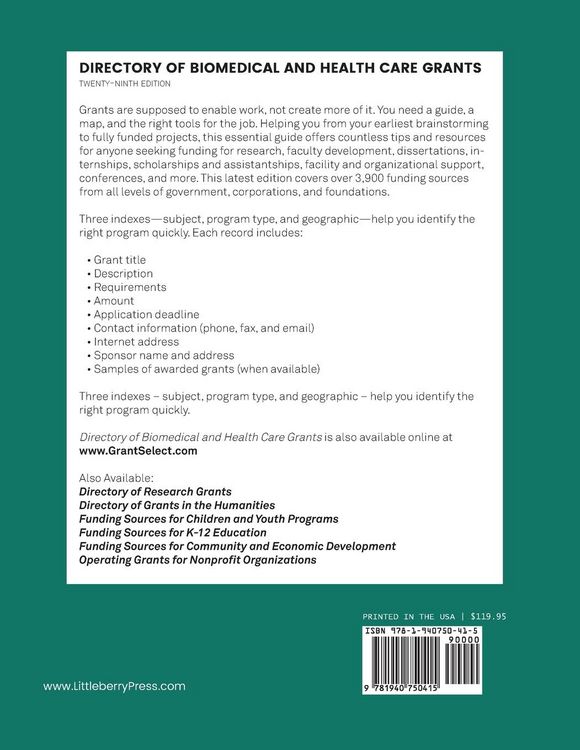 Produktbild: Directory of Biomedical and Health Care Grants